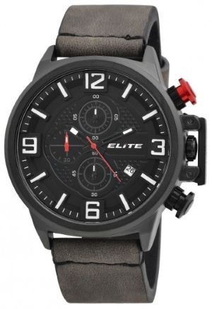Elite 2900195-004 chronograaf horloge met grijs leren band