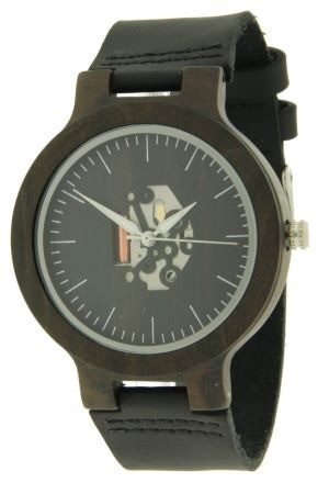 Ernest B-67M houten horloge met donker bruine leren band